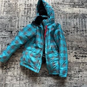 Trespass Women's Checkered Ski Jacket - Blue and Gray